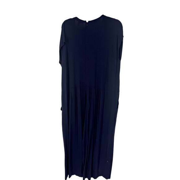 EILEEN FISHER Jumpsuit Wide Leg Cropped Short Sleeve Pockets Jersey Knit Black - Picture 2 of 4